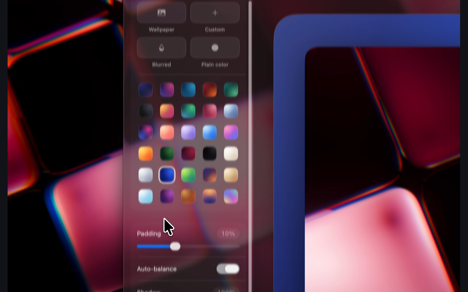 Droppy screenshot editor showing its gradient backgrounds and padding controls, from the release demonstration.